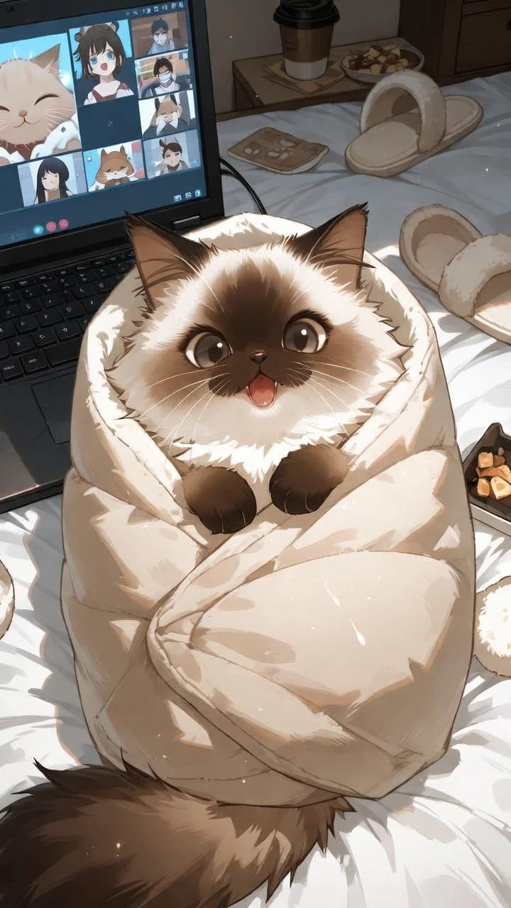 Work-from-Home Devotee Cat